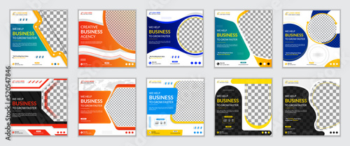Set of digital marketing business webinar poster template. Suitable for social media post and web internet ads. Square posts layouts for personal blog. Instagram post template.