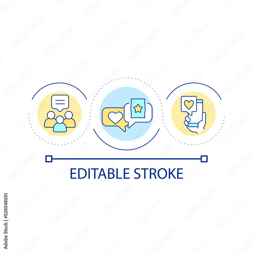 Social media interaction loop concept icon. Messenger application. Online communication abstract idea thin line illustration. Isolated outline drawing. Editable stroke. Arial font used Social media interaction loop concept icon. Messenger application. Online communication abstract idea thin line illustration. Isolated outline drawing. Editable stroke. Arial font used