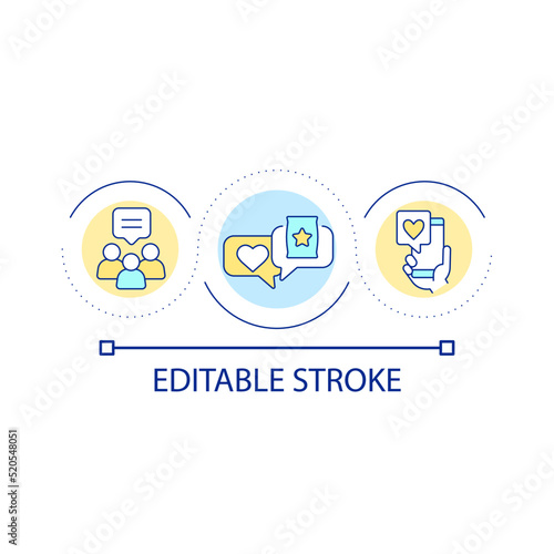 Social media interaction loop concept icon. Messenger application. Online communication abstract idea thin line illustration. Isolated outline drawing. Editable stroke. Arial font used