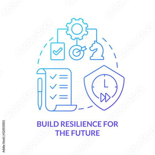 Build resilience for future blue gradient concept icon. Supply chain. Immediate attention area abstract idea thin line illustration. Isolated outline drawing. Myriad Pro-Bold font used