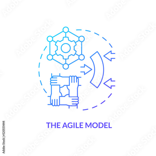 Agile model blue gradient concept icon. Technology and networking. Flexibility. Supply chain type abstract idea thin line illustration. Isolated outline drawing. Myriad Pro-Bold font used