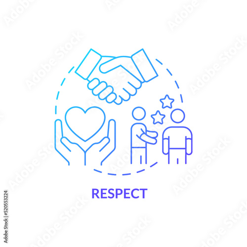 Respect blue gradient concept icon. Business ethics component abstract idea thin line illustration. Ethical communication. Moral value. Isolated outline drawing. Myriad Pro-Bold font used photo