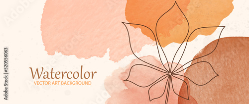 Autumn watercolor vector art background with foliage. Hand drawn fall season illustration for cards, flyer, poster, banner, cover design, invitation cards and wall art. Botanical backdrop. Leaves.