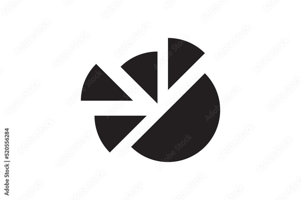 Round graphic fraction circle shape vector element. Geometric diagram division section icon. Round graphic fraction circle shape vector element. Geometric diagram division section icon.