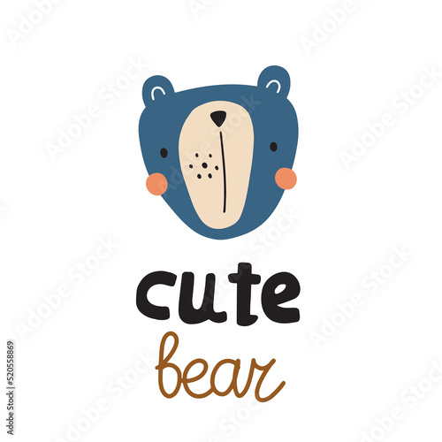 Cute bear vector illustration for t-shirt design with slogan. Vector illustration design for fashion fabrics, textile graphics, prints.