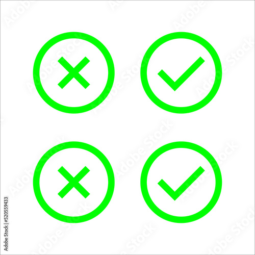 Free Download Check mark and cross or x icon in flat style on white background - GFXLoad