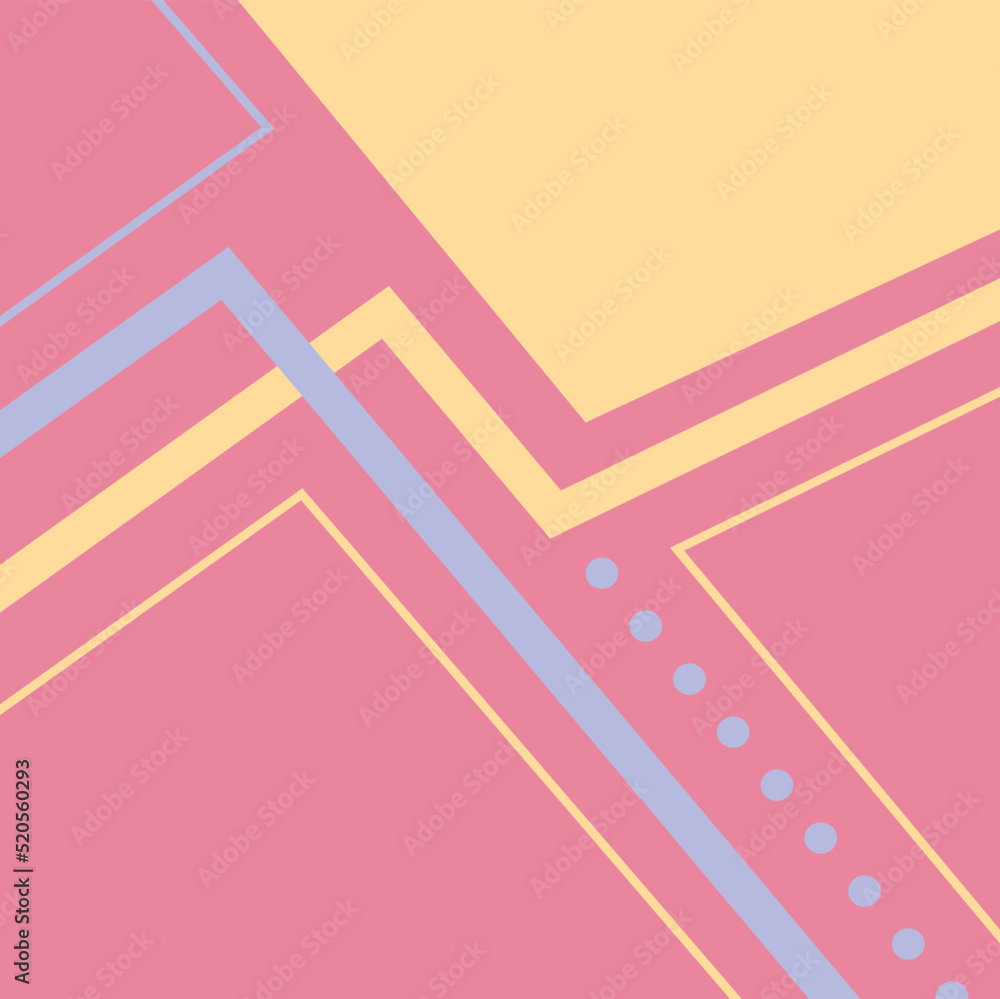 geometric, square background in pink, blue and yellow colors with lines, dots and shapes. geometric, square background in pink, blue and yellow colors with lines, dots and shapes.
