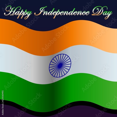 Happy Indepence Day - Bharat - India - Tricolor - Orange - Green - White - Blu, Flag photo