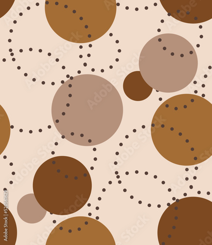 Abstract Hand Drawing Retro Polka Dots and Dashed Circles Seamless Vector Pattern Isolated Background