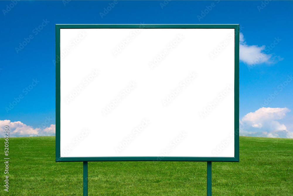 Square billboard in the middle of a meadow in summer Square billboard in the middle of a meadow in summer