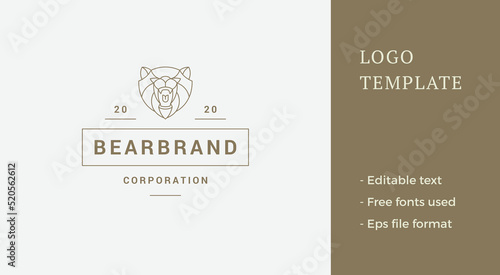 Linear logo of bear head line style