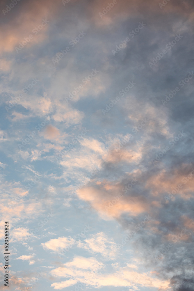 Sky with pink clouds at sunset