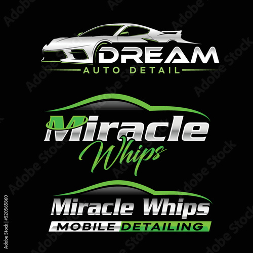 Vector of automotive detailing logo design in black background