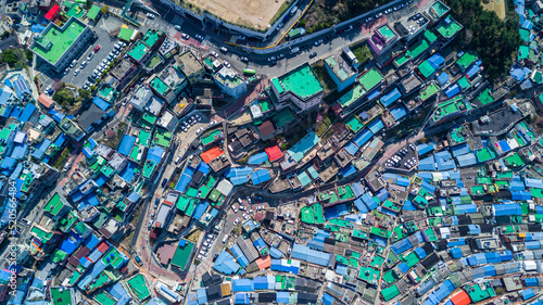 Gamcheon Culture Village, Aerial view Colorfull mountain village in Busan City, Busan, South Korea.