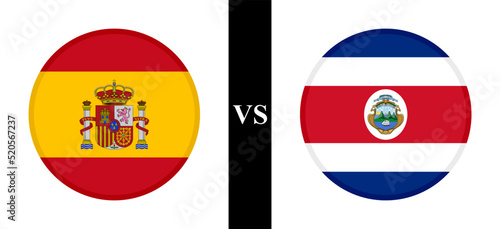 the concept of spain vs costa rica. flags of spanish and costa rican. vector illustration