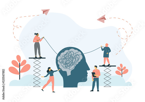 flat vector illustration on the topic of mental health. meditation.psychological help and support, therapy.
