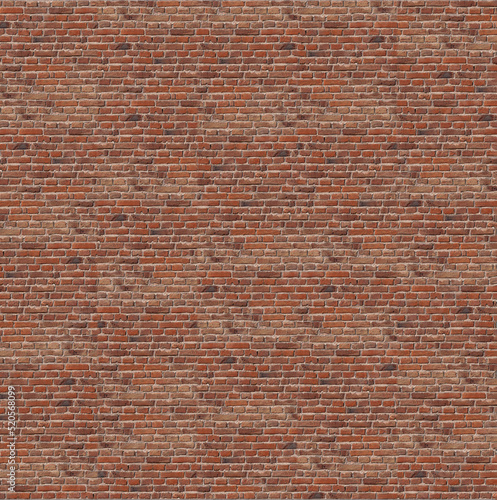 Brick wall texture. Old red brick wall background. 3d Render.