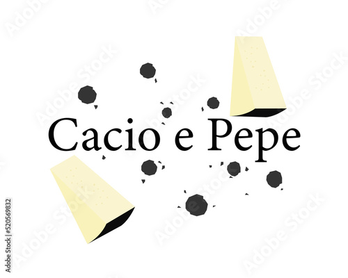 Cacio e Pepe pasta recipe vector illustration 