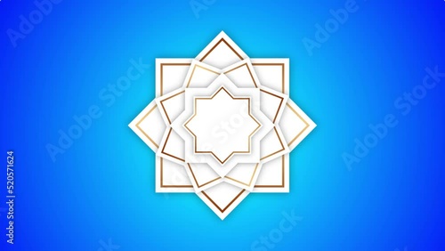 Islamic decoration rotating on a blue background