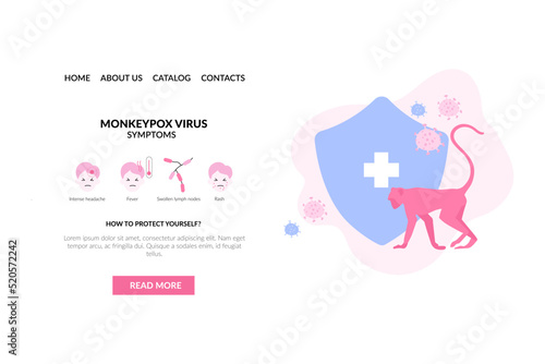 Monkeypox. Infographic of symptoms in humans. Pandemic. Banner for healthcare facilities, social media stories and healthcare system.