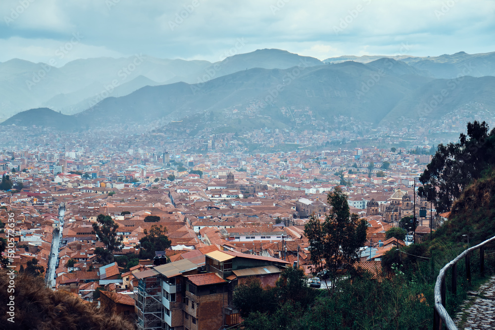 Cusco, Peru. Top view of the old city.
