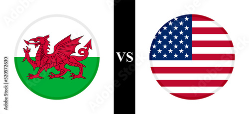 the concept of wales vs usa. flags of welsh and united states. vector illustration