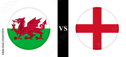 the concept of wales vs england. flags of welsh and english. vector illustration