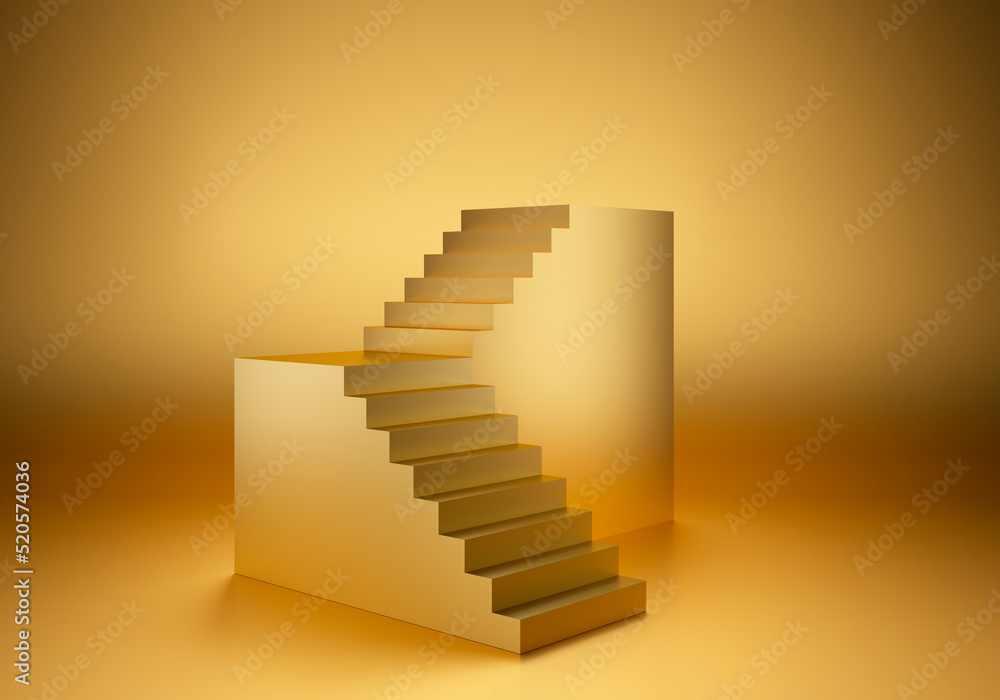 Abstract geometric golden background podium - 3d illustration Abstract geometric golden background podium - 3d illustration