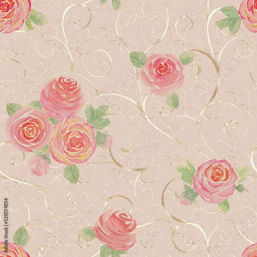 Watercolor roses flowers. B...