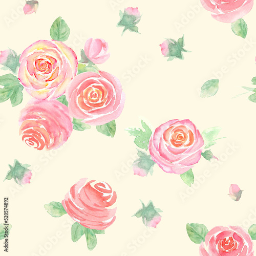 Watercolor roses flowers. B...