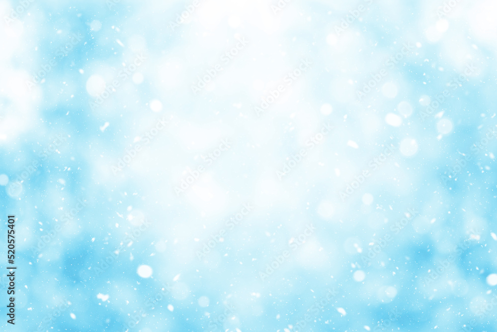 Winter background with snow. Abstract blue blurred background