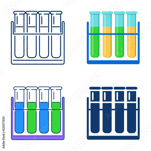Test tubes on holder icon set