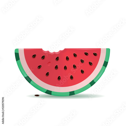 3d render Watermelon slice with seeds. Summer vector illustration of juisy fruit.