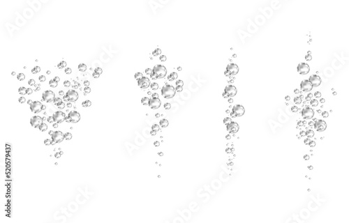 Oxygen air bubbles  flow  in water on white  background.