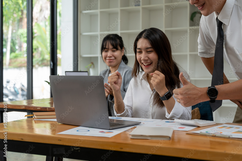Successful company achieving goals with determined staff Successful company achieving goals with determined staff