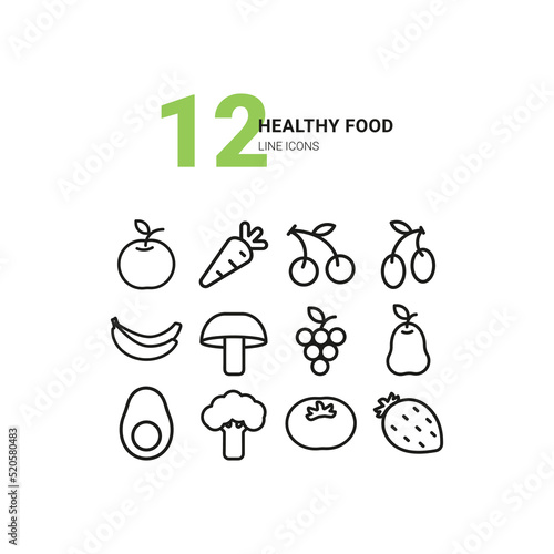 healthy food line icons