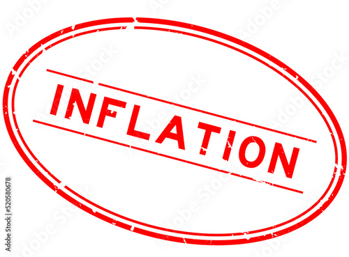 Grunge red inflation word oval rubber seal stamp on white background