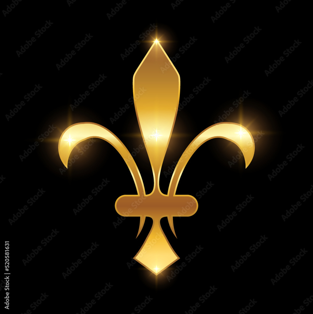 Golden Fleur De Lis Logo Sign - obrazy, fototapety, plakaty 