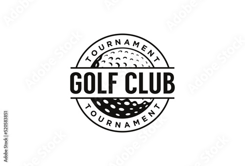 vintage badge emblem Golf club, golf tournament logo vector icon on white background