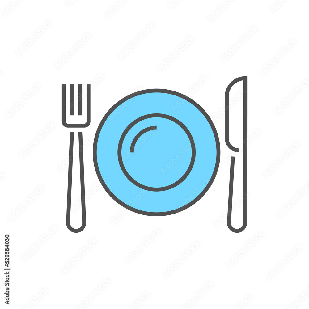 Plate, Fork and Knife Icon. Plate, Fork and Knife Related Vector Filled Outline Icon Plate, Fork and Knife Icon. Plate, Fork and Knife Related Vector Filled Outline Icon