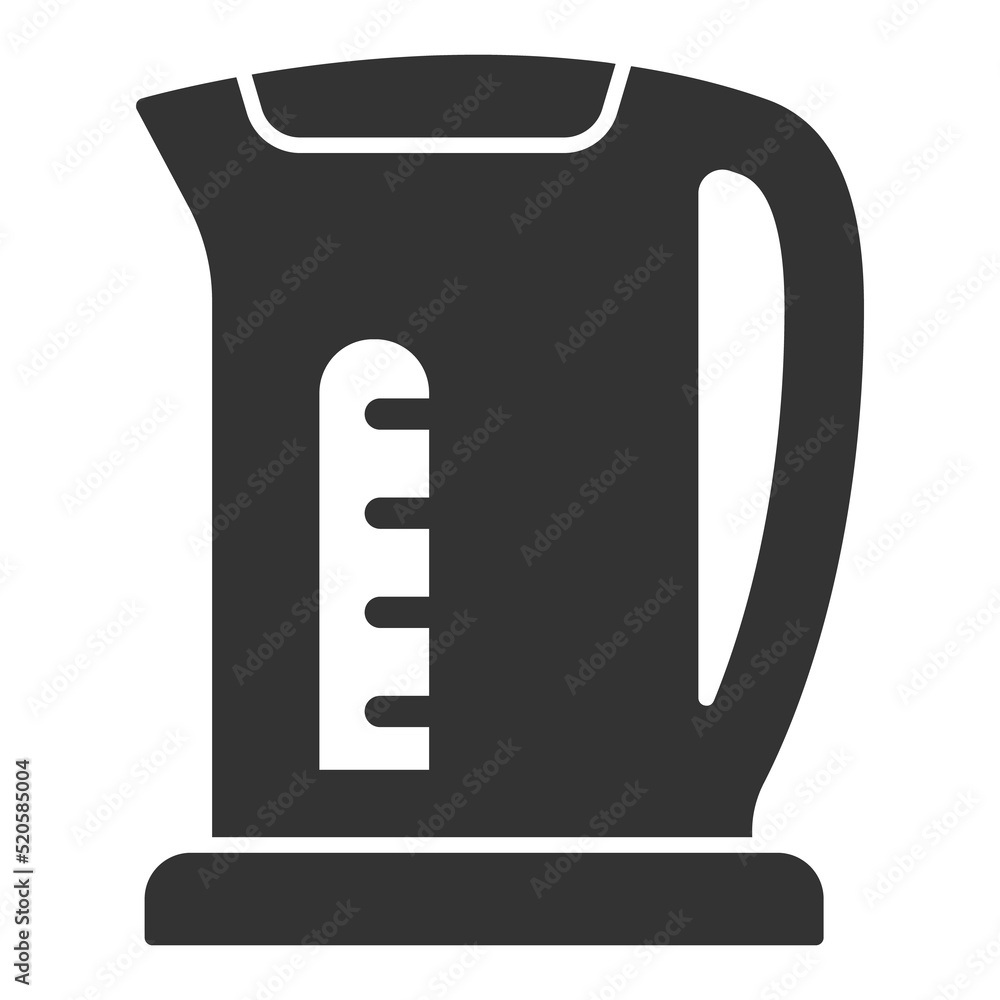 Fast heating electric kettle - icon, illustration on white background, glyph style Fast heating electric kettle - icon, illustration on white background, glyph style