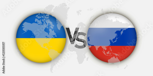 Ukraine vs Russia flags concept. Vector Illustration.