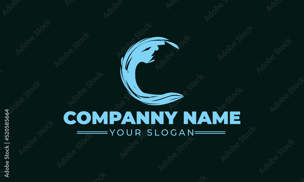 Fototapeta premium Black Sea Waves Vector Vintage Logo Design 