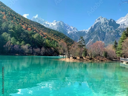 Beautiful view of Yuye lake with forest and mountain in Yunnan province, China photo