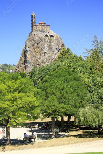 Rocher Saint-Michel d'Aiguilhe, Le Puy en Velay, Haute-Loire, Auvergne, Rhône-Alpes, France. photo