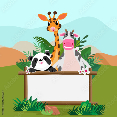 Cute animals in Zoo  Placards and banner in zoos Design for banner  layout  annual report  web  flyer  brochure  ad.