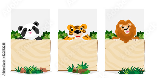 Canvas Print Cute animals in Zoo, Placards and banner in zoos Design for banner, layout, annual report, web, flyer, brochure, ad