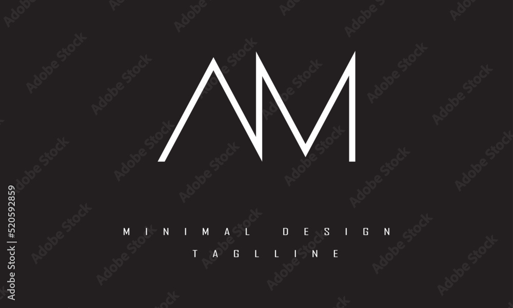 AM or MA Minimal Logo Design Vector Art Illustration