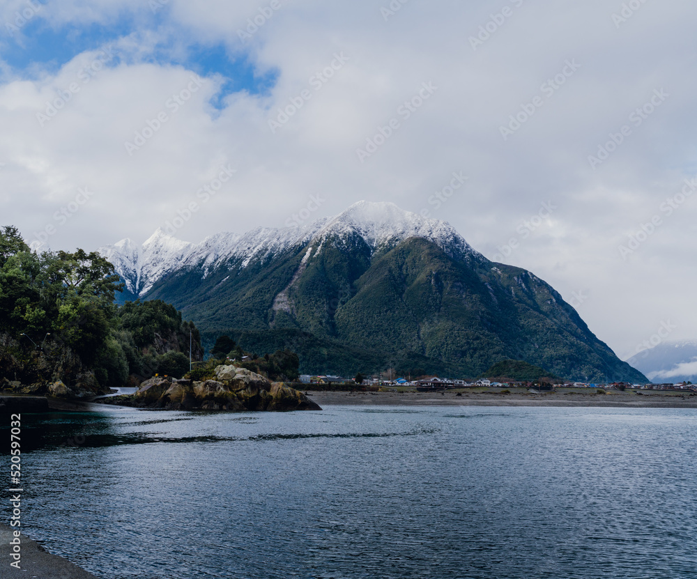 Road between Hornopiren and Chaiten, traveling the Carretera Austral in the winter of 2022