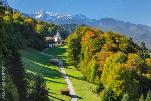 Wamberg Mountain Village, Zugspitze, 2962m, Mountain Range, Garmisch-Partenkirchen, Upper Bavaria, Germany photo